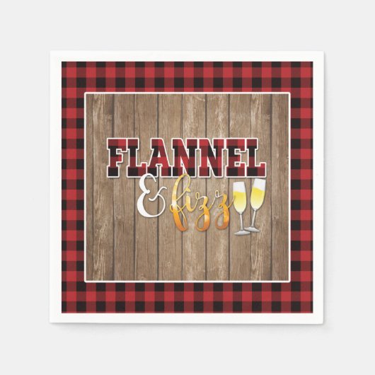 Flanel en Bruisend Papieren Servet - Rood - Hout (Voorkant)