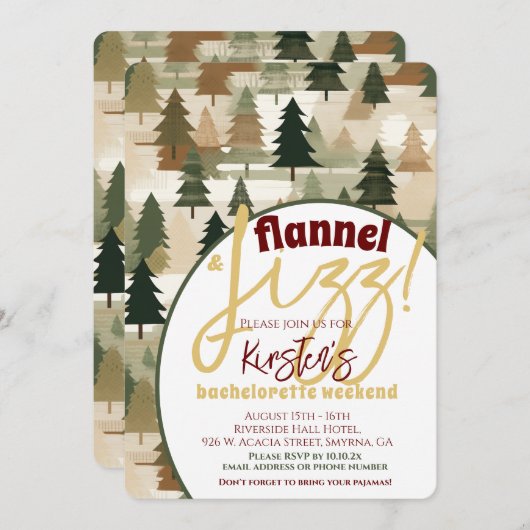 Flanel en Fizz Bachelorette Party Rustieke Bossen Kaart (Voorkant / Achterkant)