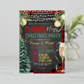 Flanel en Fizz Kerstfeest Uitnodiging (Staand Voorkant)