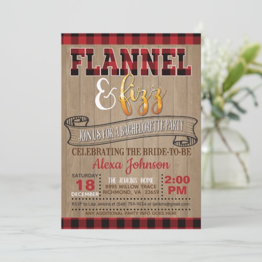 Flanel en Fizz vrijgezellenfeest Kaart (Staand voorkant)