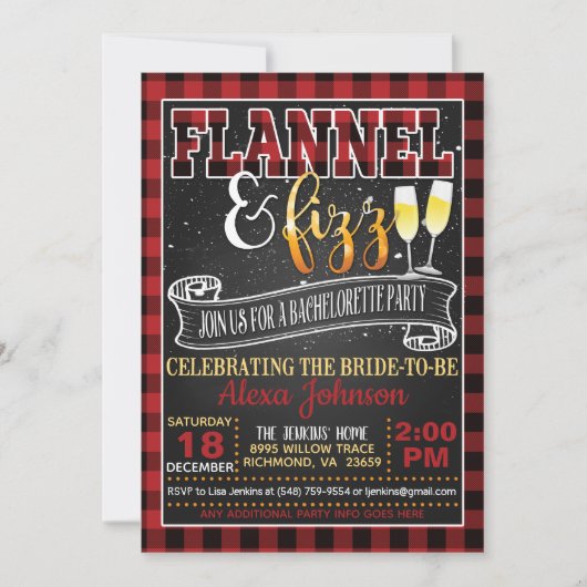 Flanel en Fizz vrijgezellenfeest - Rood Kaart (Voorkant)