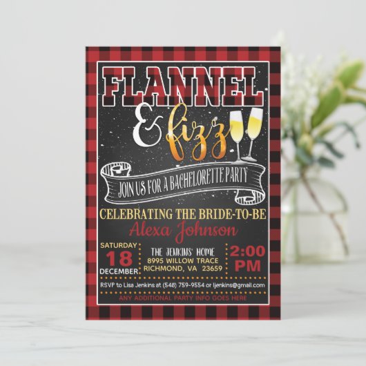 Flanel en Fizz vrijgezellenfeest - Rood Kaart (Staand voorkant)