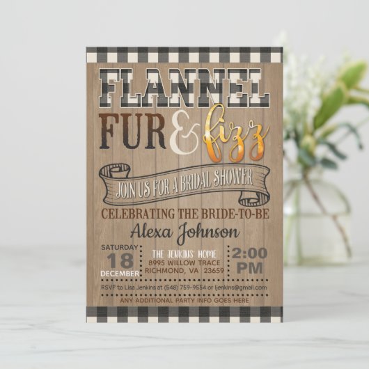 Flanel en Fizz Vrijgezellenfeest - Wit Kaart (Staand voorkant)