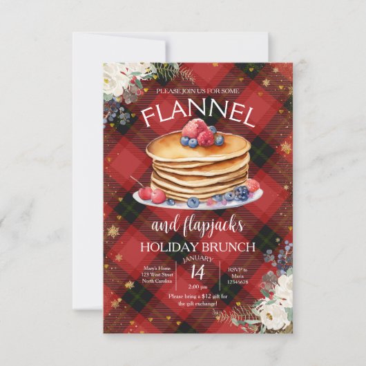 Flanel en Flapjacks Kerstbrunch Kaart (Voorkant)