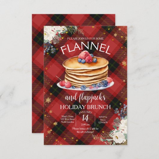 Flanel en Flapjacks Kerstbrunch Kaart (Voorkant / Achterkant)