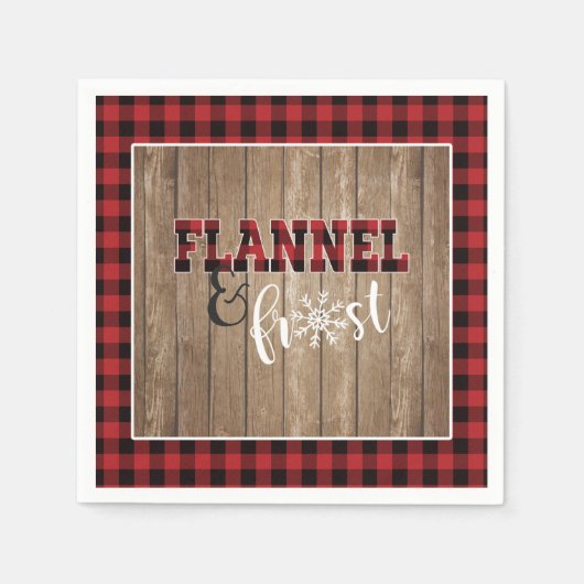 Flanel en Frost Papier Servet - Rood - Hout (Voorkant)