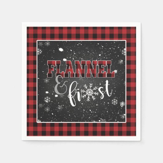 Flanel en Frost Papier Servet - Rood - Sneeuw (Voorkant)
