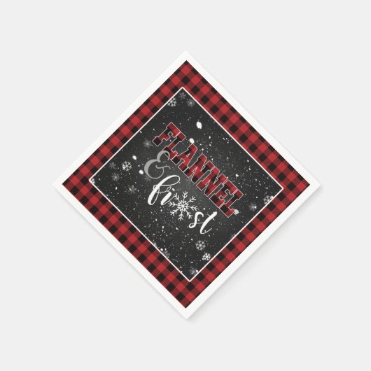 Flanel en Frost Papier Servet - Rood - Sneeuw (Hoek)