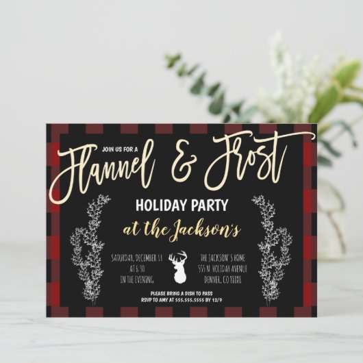 Flanel en Frost Party Uitnodiging (Staand voorkant)