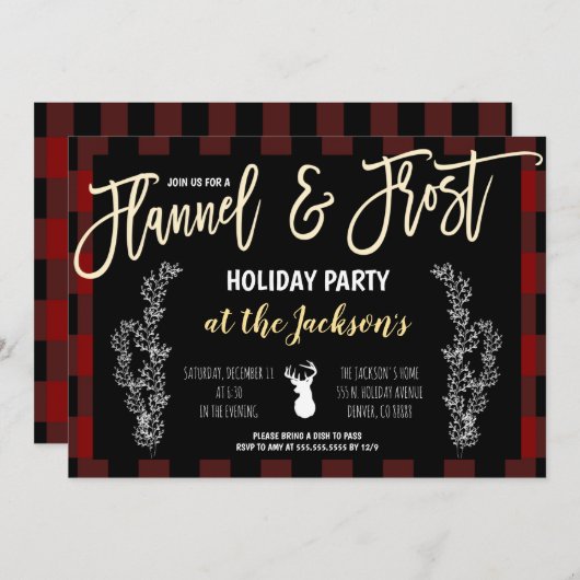 Flanel en Frost Party Uitnodiging (Voorkant / Achterkant)