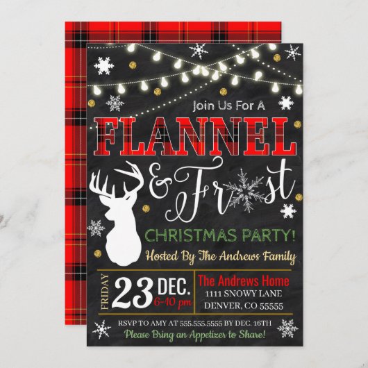 Flanel en Frost vakantie uitnodiging (Voorkant / Achterkant)