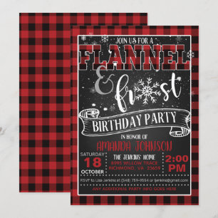 Flanel en Frost verjaardagsfeest uitnodiging - BR