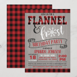 Flanel en Frost verjaardagsfeest uitnodiging - GR