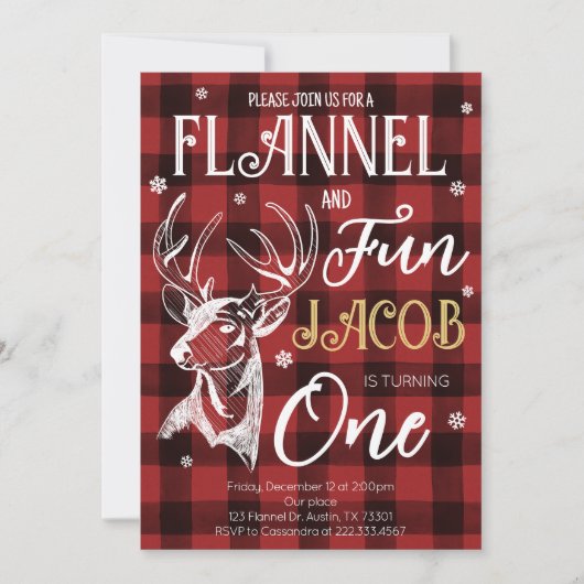 Flanel en leuk verjaardagsfeestje kaart (Voorkant)