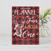 Flanel en leuk verjaardagsfeestje kaart (Staand voorkant)