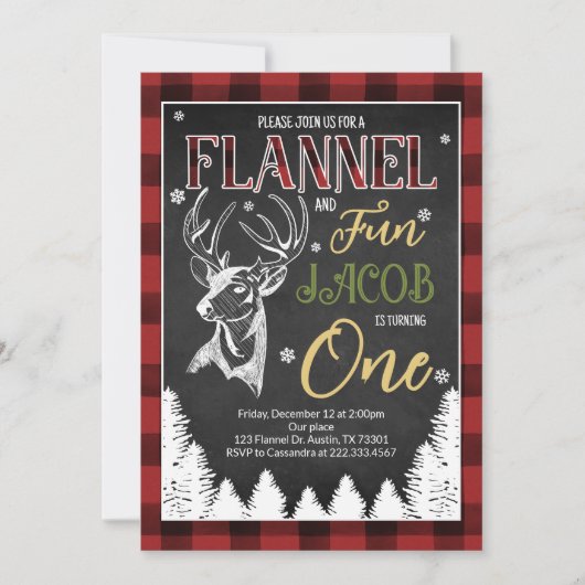 Flanel en plezier eerste verjaardag kaart (Voorkant)