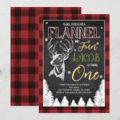 Flanel en plezier eerste verjaardag kaart (Voorkant / Achterkant)