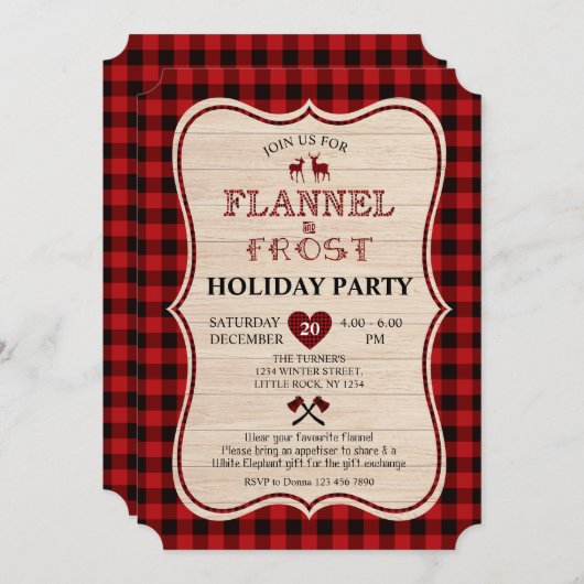 Flanel en Vorst Houthakker Kerstvakantie Kaart (Voorkant / Achterkant)