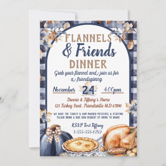Flanel en Vrienden Friendsgiving Thanksgiving Kaart (Voorkant)