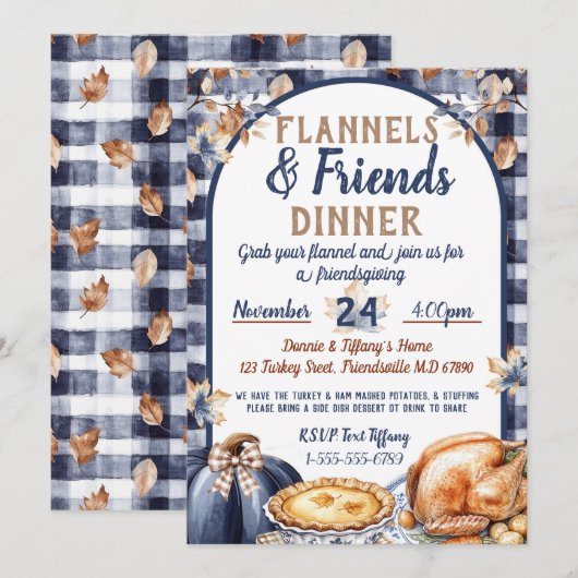 Flanel en Vrienden Friendsgiving Thanksgiving Kaart (Voorkant / Achterkant)