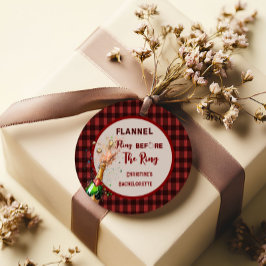 Flanel feest voor de ring   rode geruite vrijgezel bedankjes labels