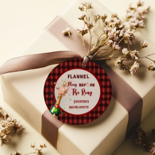 Flanel feest voor de ring rode geruite vrijgezel bedankjes labels