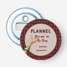 Flanel feest voor de ring   rode geruite vrijgezel button flesopener