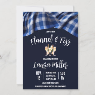 Flanel & Fizz, Plaid, Champagne Vrijgezellenfeest Kaart