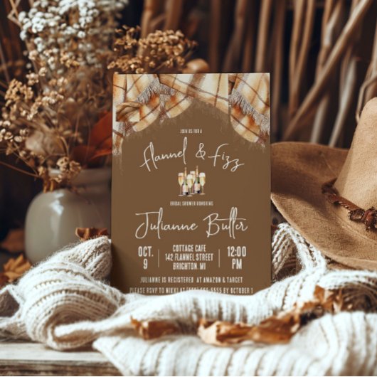 Flanel & Fizz, Plaid, Champagne Vrijgezellenfeest Kaart