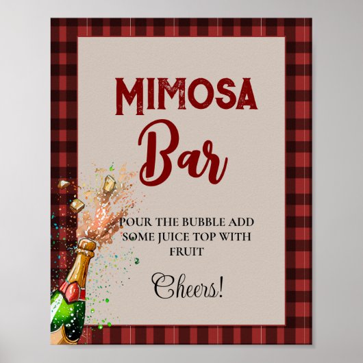 Flanel & fizz winter Bachelorette Mimosa Bar Sign Poster (Voorkant)