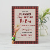 Flanel & fizz winter rood & zwart bachelorette kaart (Staand voorkant)