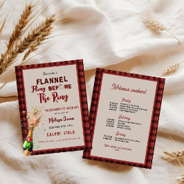 Flanel & fizz winter rood & zwart bachelorette kaart