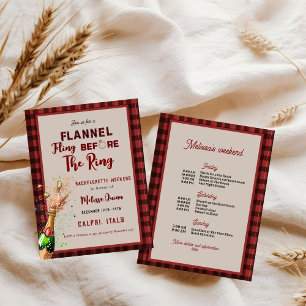 Flanel & fizz winter rood & zwart bachelorette kaart