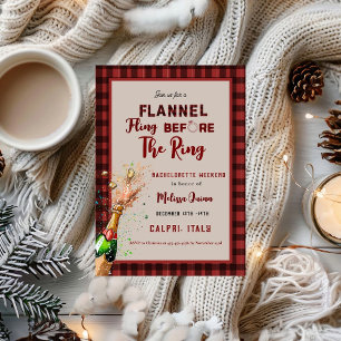 Flanel & fizz winter rood & zwart bachelorette kaart