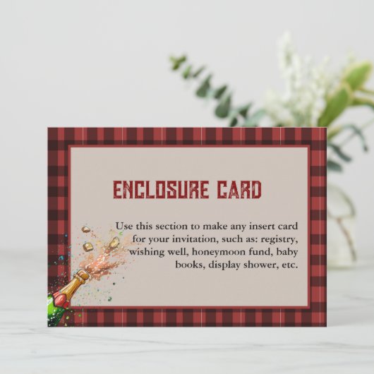 Flanel & fizz winter rood zwart plaid Enclosure Kaart (Staand voorkant)