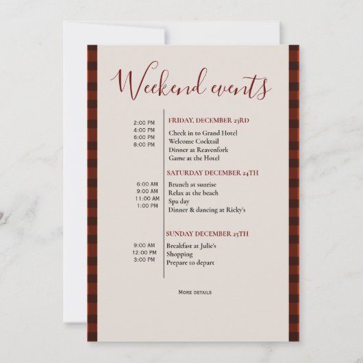 Flanel & fizz winter vrijgezellenweekend party kaart (Achterkant)