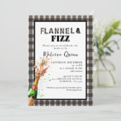 Flanel & fizz winter Zwart & Wit vrijgezellenfeest Kaart (Staand voorkant)