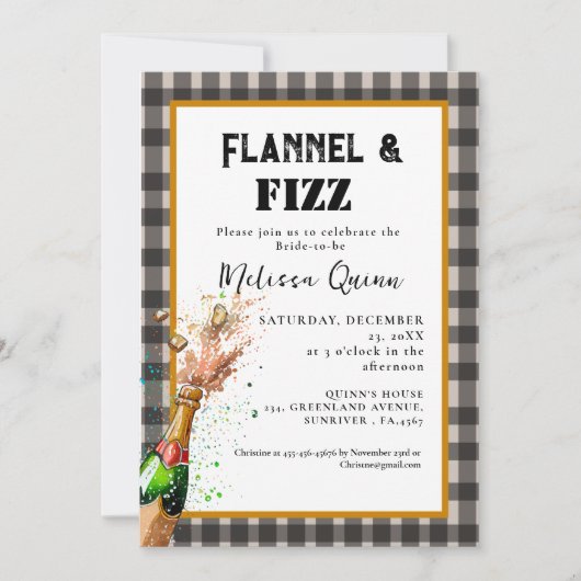 Flanel & fizz winter Zwart & Wit vrijgezellenfeest Kaart (Voorkant)