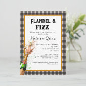 Flanel & fizz winter Zwart & Wit vrijgezellenfeest Kaart (Staand voorkant)