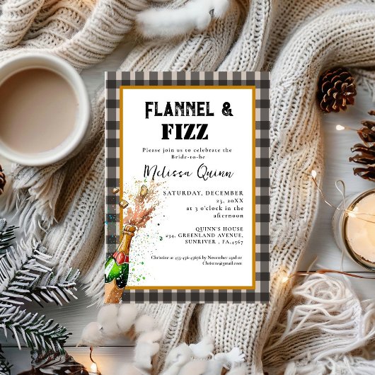 Flanel & fizz winter Zwart & Wit vrijgezellenfeest Kaart