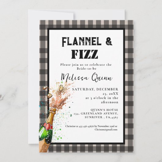 Flanel & fizz winter Zwart & Wit vrijgezellenfeest Kaart (Voorkant)