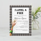 Flanel & fizz winter Zwart & Wit vrijgezellenfeest Kaart (Staand voorkant)