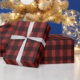 Flanel & fizz winterrood & zwart pl Vrijgezellenfe Cadeaupapier