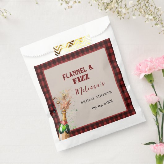 Flanel & fizz winterrood & zwart vrijgezellenfeest bedankzakje (Gezegeld)