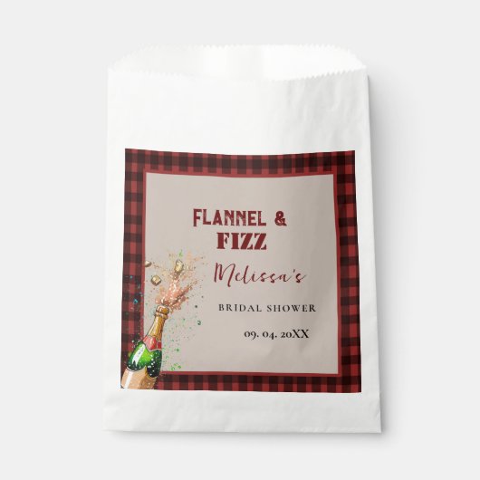 Flanel & fizz winterrood & zwart vrijgezellenfeest bedankzakje (Voorkant)