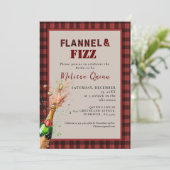 Flanel & fizz winterrood & zwart vrijgezellenfeest kaart (Staand voorkant)