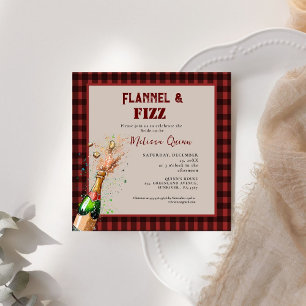 Flanel & fizz winterrood & zwart vrijgezellenfeest kaart
