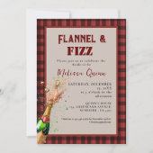 Flanel & fizz winterrood & zwart vrijgezellenfeest kaart (Voorkant)