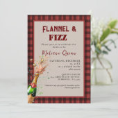 Flanel & fizz winterrood & zwart vrijgezellenfeest kaart (Staand voorkant)