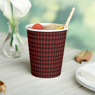 Flanel & fizz winterrood & zwart vrijgezellenfeest papieren bekers